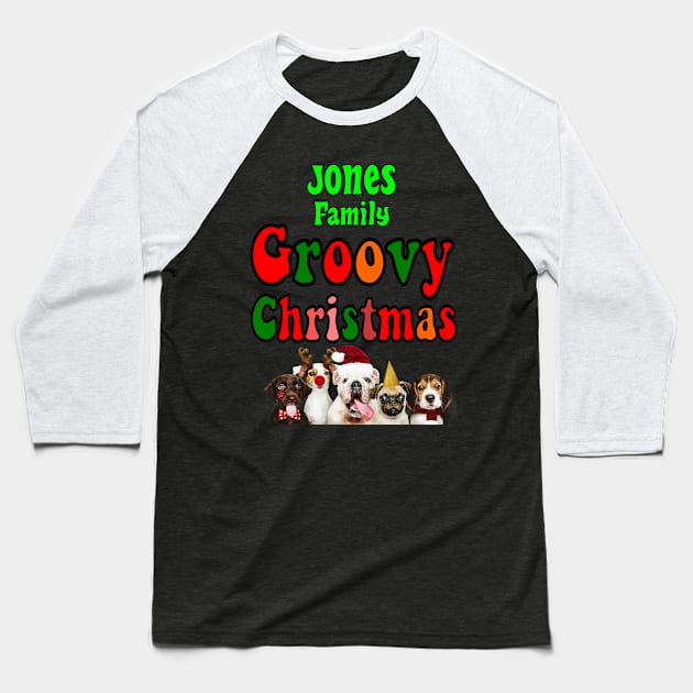 Family Christmas - Groovy Christmas JONES family, family christmas t shirt, family pjama t shirt Baseball T-Shirt by DigillusionStudio